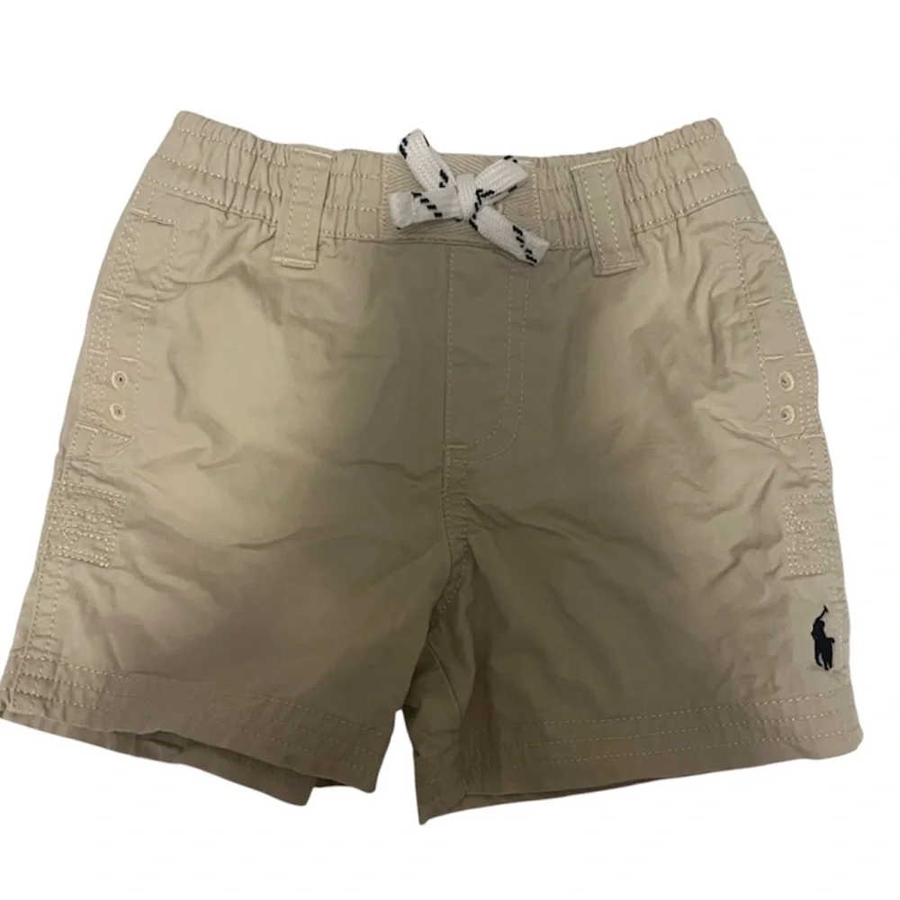 Ralph Lauren Cotton Tan Chino Drawstring Baby Boy Polo Shorts